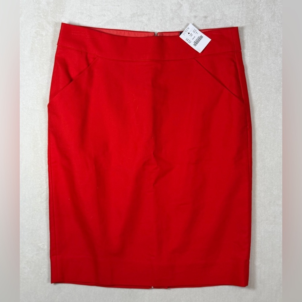 NWT J. Crew Size 4 100% Cotton Classic Vibrant Red Pencil Skirt